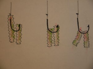 キス釣りエサ ジャリメ イソメのつけ方 絵とゴム製の偽物エサで説明 新潟 釣りの道具箱 うまい魚と釣りの旅